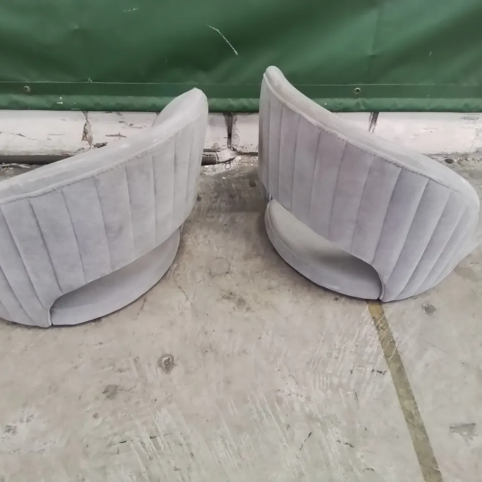 PAIR OF UPHOLSTERED CHAIRS FAWN PLUSH FABRIC