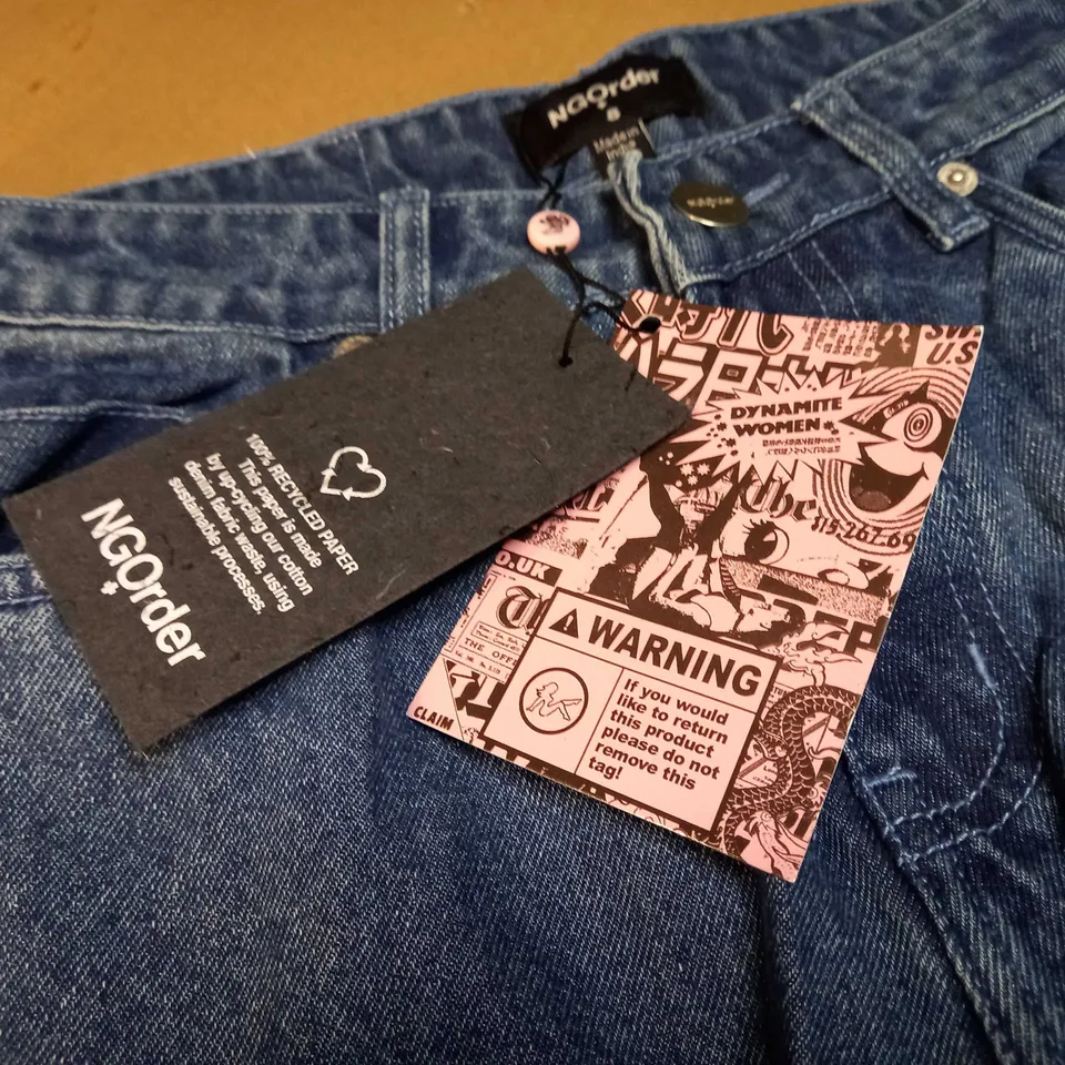 NGORGER BLUE DENIM/FRAYED JEANS - SIZE 8