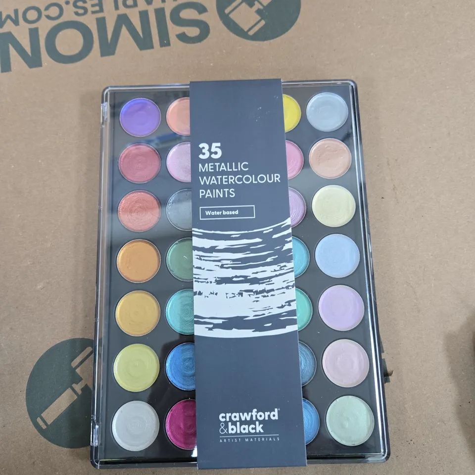 TOTE OF APPROXIMATELY 7 ASSORTED ART ITEMS TO INCLUDE: METALLIC WATER COLOUR SET 