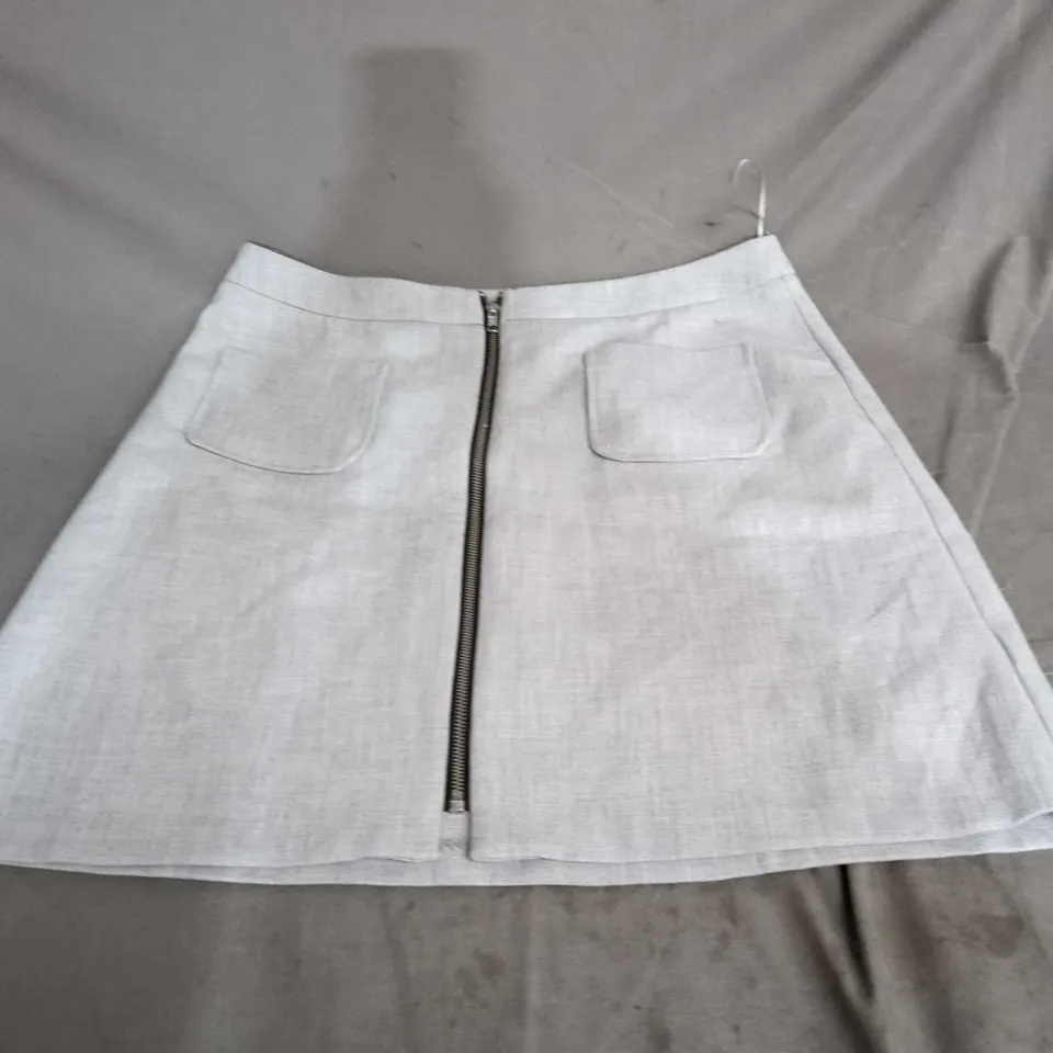 PHASE EIGHT ZIP-FRONT A-LINE SKIRT IN LIGHT GREY SIZE UK 14