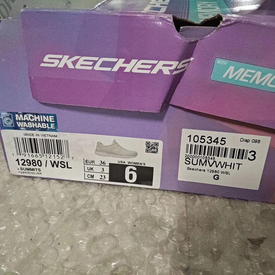SKECHERS WOMEN'S WHITE MESH TRAINERS – UK 3 (US 6, EU 36)
