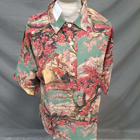 ONE HUNDRED STARS SHIRT IN MULTI LANDSCAPE PRINT SIZE S/M