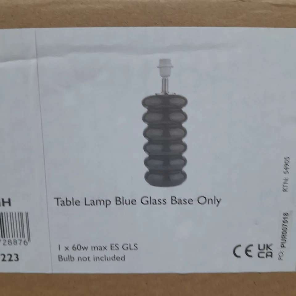 BOXED NIAMH TABLE LAMP BLUE GLASS BASE ONLY