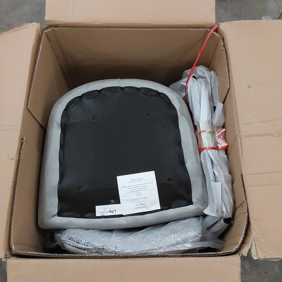 BOXED HAMPTON DINING CHAIR IN LIGHT GREY VELVET WITH BLACK LEGS - SET OF 2