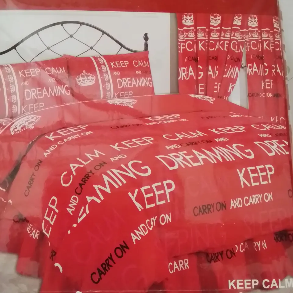BRAND NEW KEEP CALM AND CARRY ON SINGLE DUVET COVER SET 