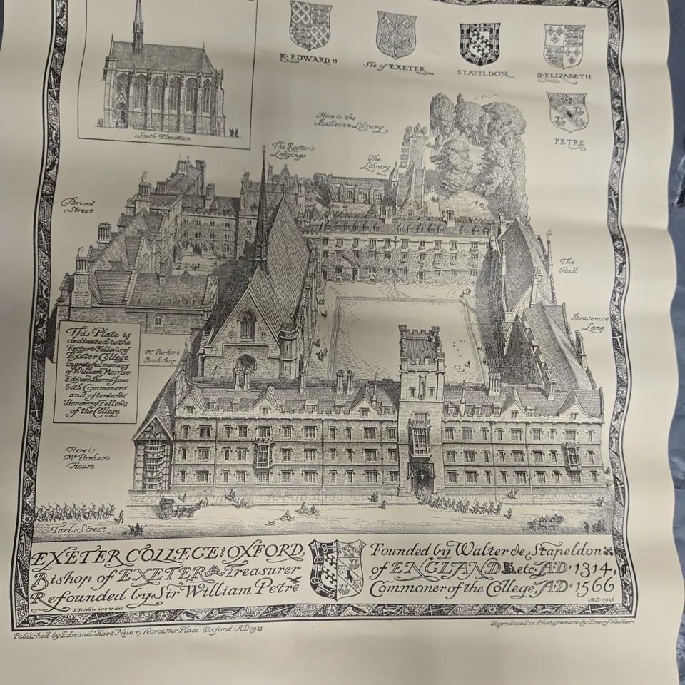 EXETER COLLEGE, OXFORD – ENGRAVED ARCHITECTURAL PLATE