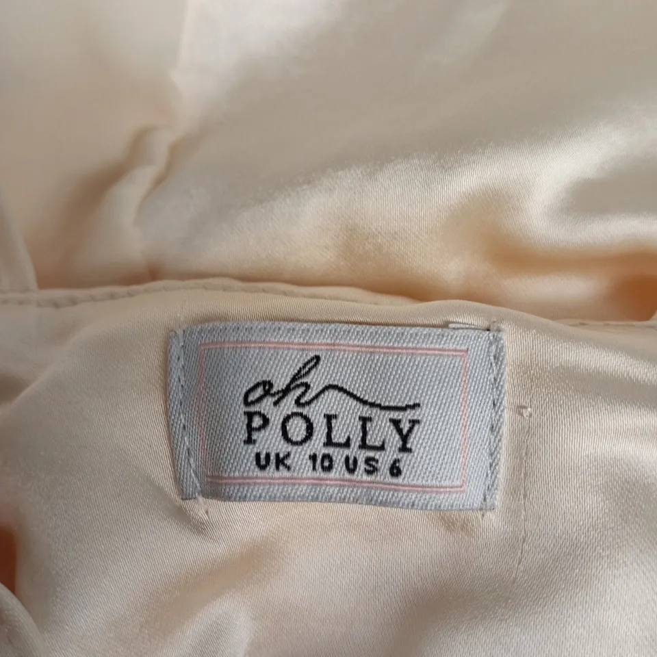 OH POLLY SATIN EVENING DRESS – CREAM, UK 10 (US 6)