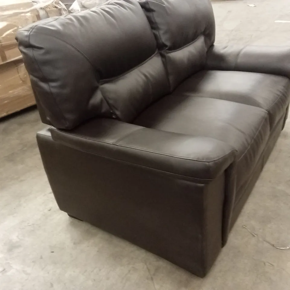 DESIGNER 2 SEATER CHOCOLATE FAUX LEATHER SOFA
