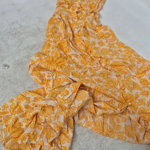 NOBODY'S CHILD SLEEVELESS FLOSSIE MIDI DRESS – YELLOW PAISLEY, UK 10 (EU 38, USA 6)