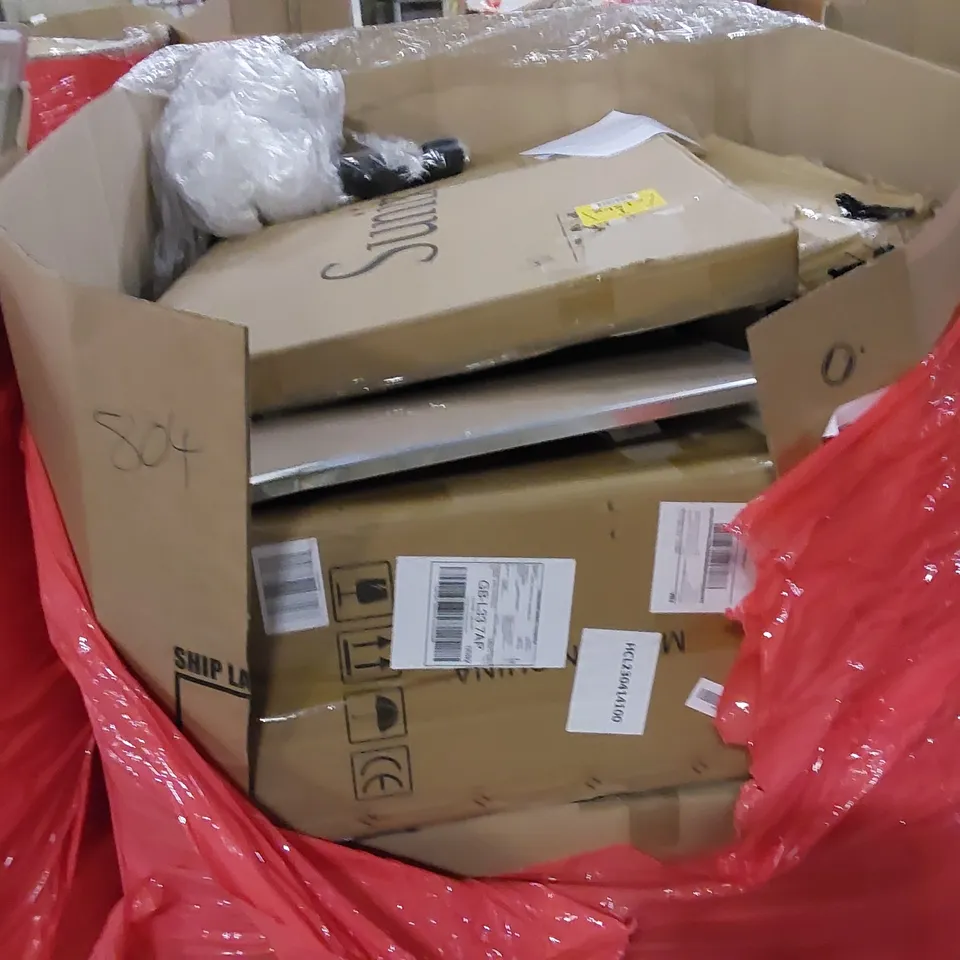 PALLET TO CONTAIN ASSORTED HOUSEHOLD ITEMS AND CONSUMER PRODUCTS. INCLUDING BOXED FURNITURE ETC 