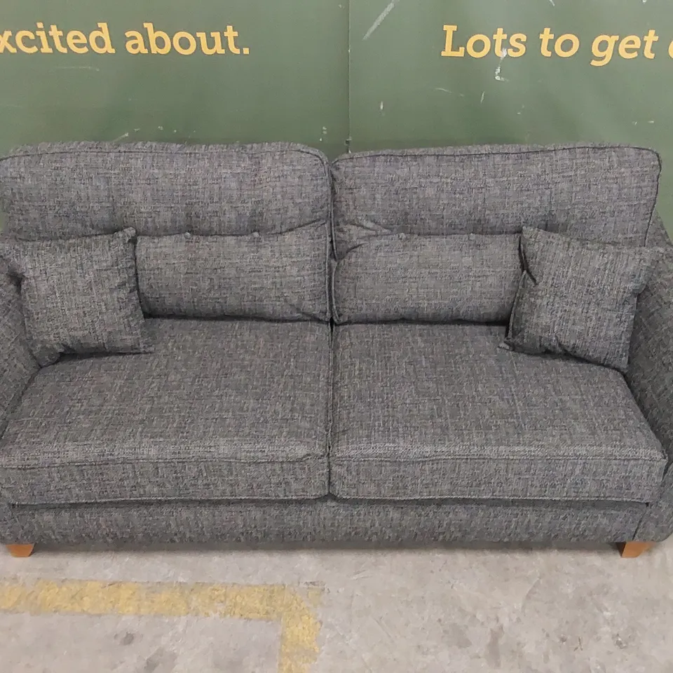 HALSTOW 3 SEATER HIGH BACK FABRIC SOFA - LISBON CHARCOAL 