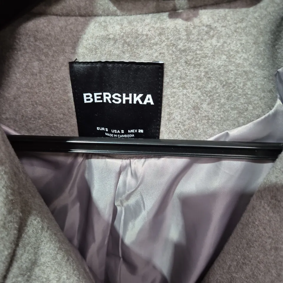 BERSHKA WOOL COAT – LIGHT GREY, DOUBLE-BREASTED, WOMEN'S SIZE S