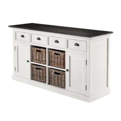 BOXED WHITE HALIFAX DINING BUFFET / SIDEBOARD WITH RECYCLED TIMBER (1 BOX)