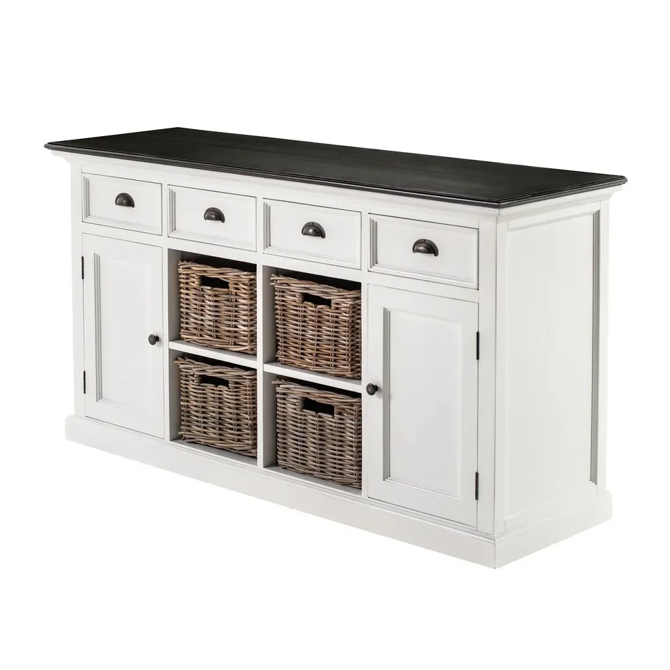 BOXED WHITE HALIFAX DINING BUFFET / SIDEBOARD WITH RECYCLED TIMBER (1 BOX)