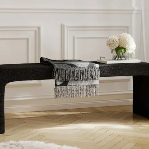 BOXED LPD REN BENCH SEAT BOUCLE UPHOLSTERED