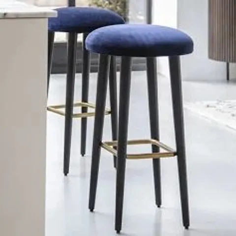 BOXED ATKIN & THYME ROBIN MIDNIGHT VELVET BLUE BARSTOOL