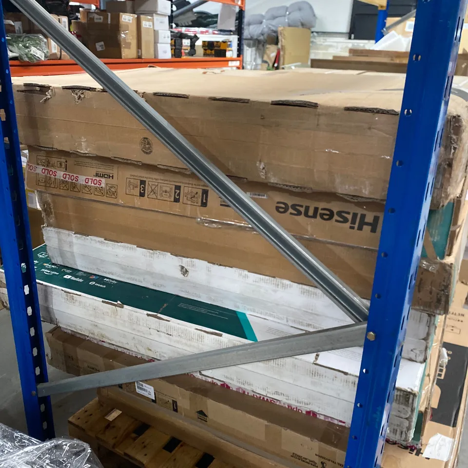PALLET OF 9 ASSORTED FAULTY/DAMAGED TELEVISIONS TO INCLUDE: HISENSE 55”, HISENSE 50” ETC