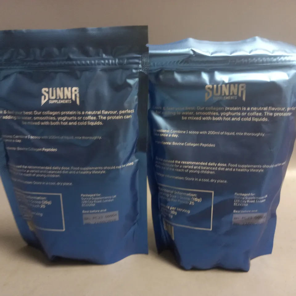 LOT OF 2 SUNNA SUPPLEMENTS HALAL COLLAGEN PROTEIN - UNFLAVOURED