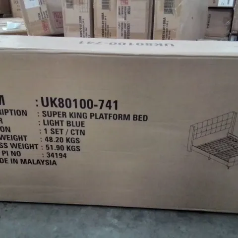 BRAND NEW SUPER KINGSIZE PLATFORM BED -LIGHT BLUE-