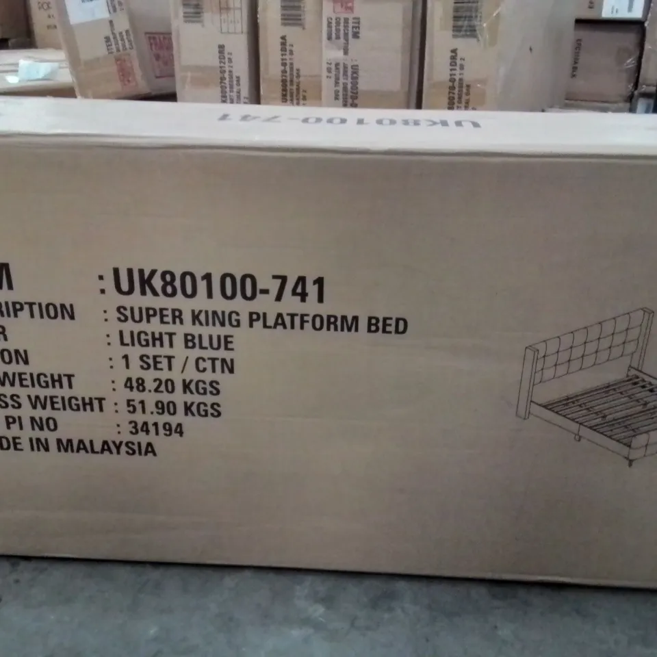 BRAND NEW SUPER KINGSIZE PLATFORM BED -LIGHT BLUE-