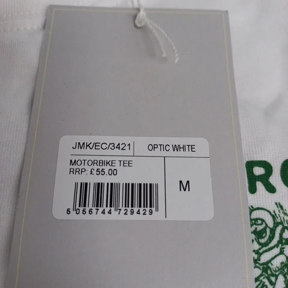 UK MEDIUM PERCIVAL MOTORCYCLES T-SHIRT – OPTIC WHITE