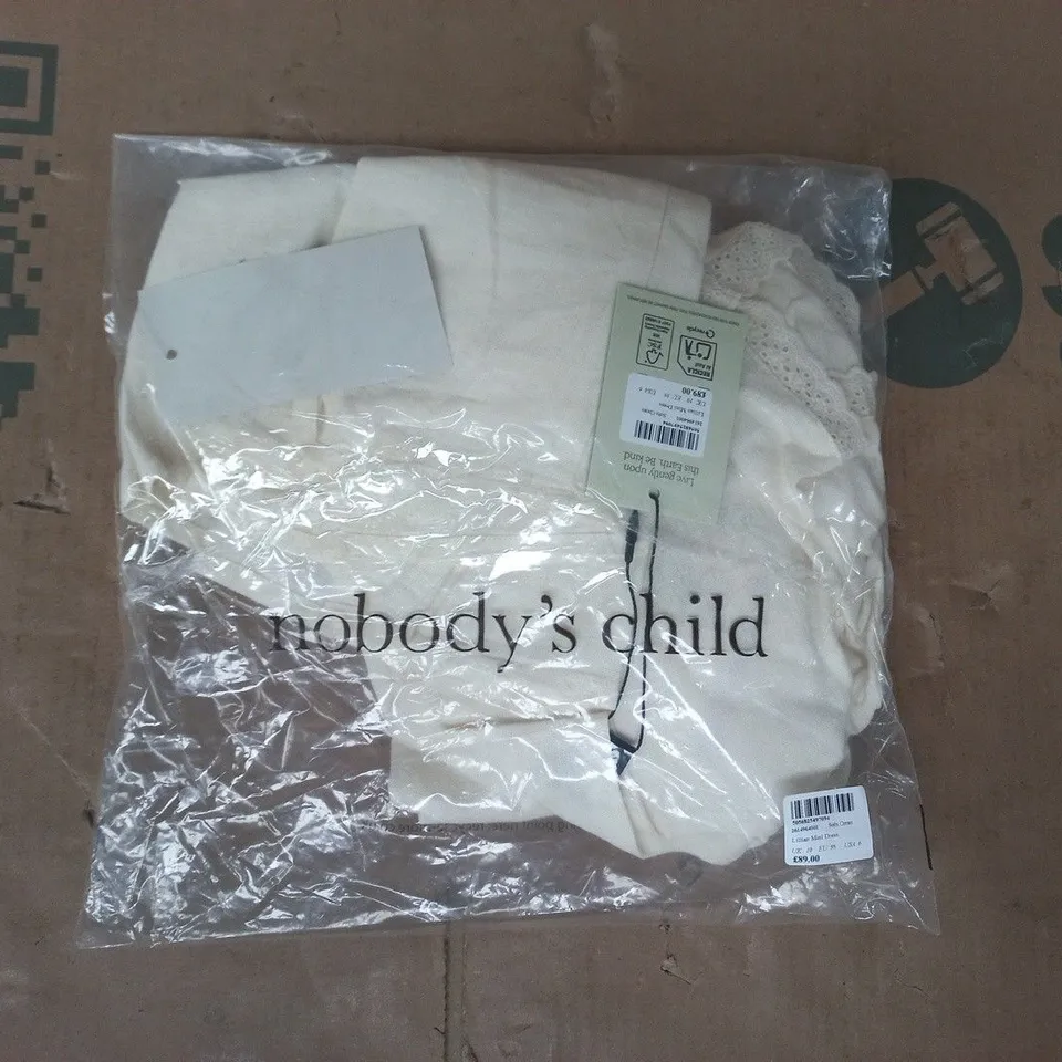 BAGGED NOBODY'S CHILD LILLIAN MINI DRESS IN SOFT CREAM SIZE UK 10