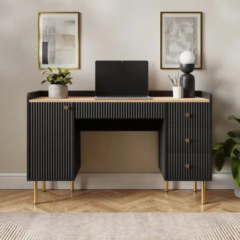 BOXED GEORGI STANDARD 4 DRAWER DESK - BLACK 