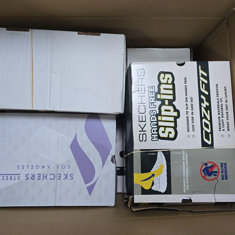 APPROXIMATELY 10 ASSORTED BOXED PAIRS OF SHOES IN VARIOUS SIZES, STYLES & COLOURS TO INCLUDE BRANDS SUCH AS SKECHERS, VIONIC, RIEKER, ETC