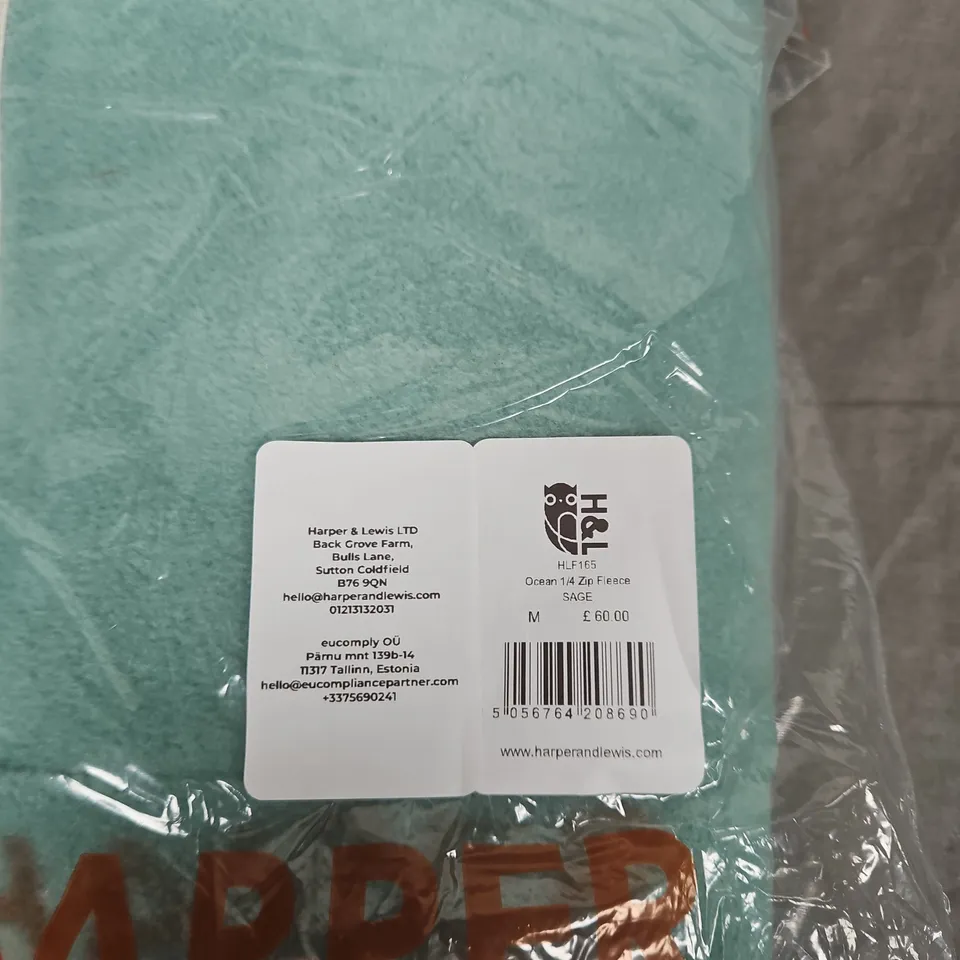 HARPER & LEWIS OCEAN 1/4 ZIP FLEECE – SAGE – SIZE M
