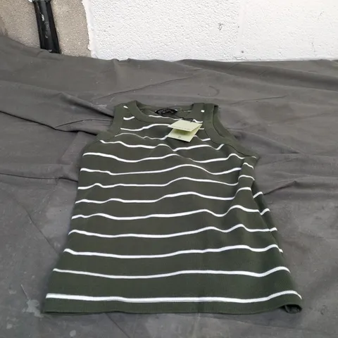 NOBODYS CHILD STRIPED RACER VEST GREEN, UK SMALL