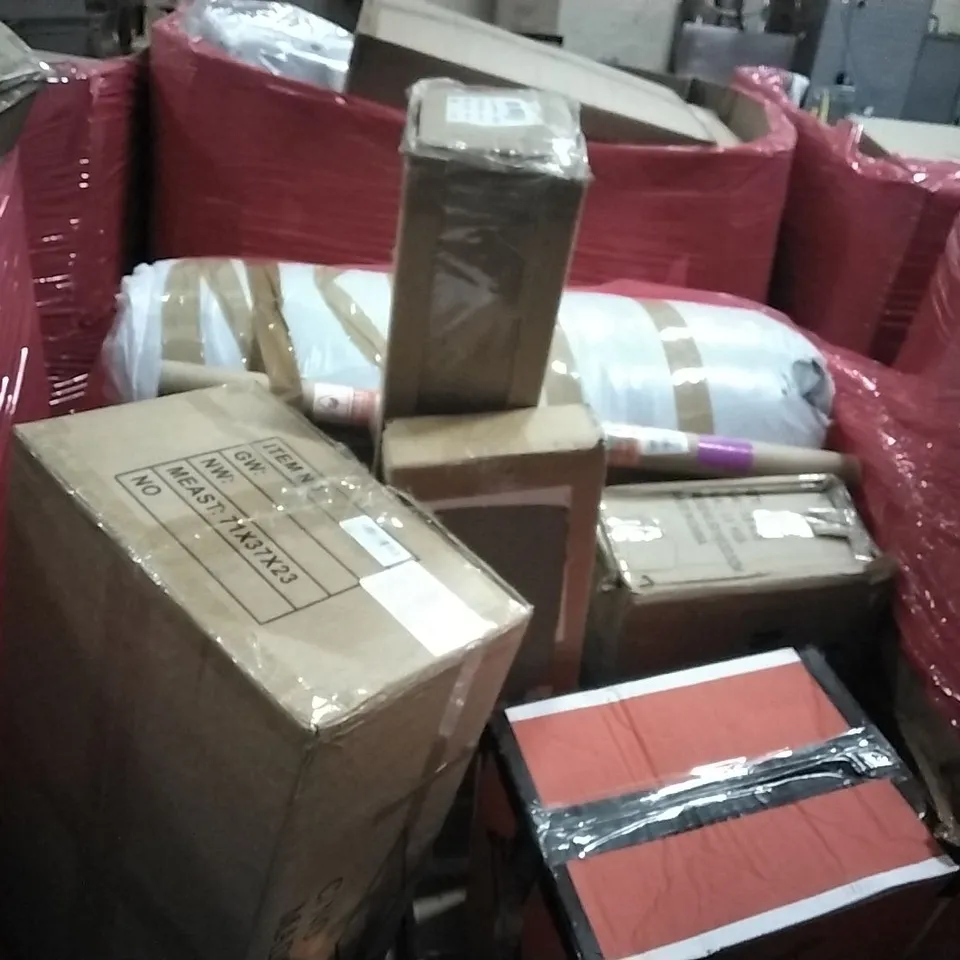 PALLET OF ASSORTED HOUSEHOLD GOODS AND PRODUCTS TO INCLUDE;STEAM CLEANER,RETRACTABLE SAFETY GATE,AIR FRYER OVEN,STEAM CLEANER 