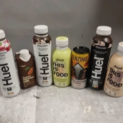 APPROXIMATELY 20 ASSORTED FOOD & DRINK ITEMS TO INCLUDE HUEL BLACK EDITION, YF FOOD CLASSIC CHOCO, TENZING FIERY MANGO, ETC