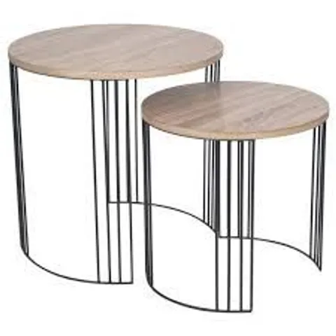 BOXED DUNELM PACIFIC ATRI SET OF 2 NEST OF SIDE TABLES, LIGHT WOOD EFFECT