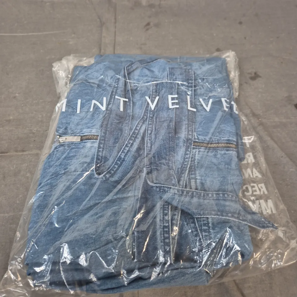 UK 12 MINT VELVET ZIP FRONT DENIM JUMPSUIT