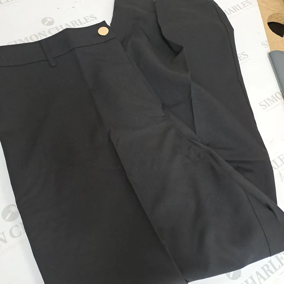 POUE MOI BLACK WIDE LEG WOVEN TROUSER - BLACK SIZE 18S 