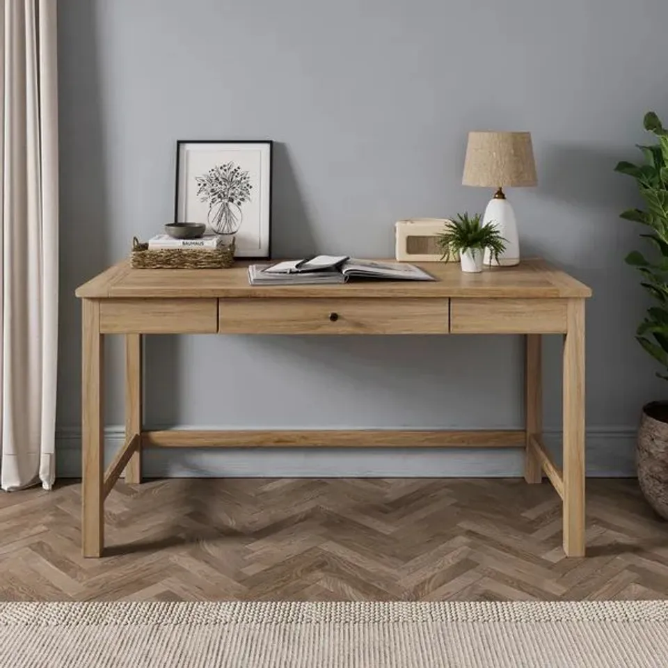 BOXED OLNEY WIDE DESK - OAK EFFECT (1 BOX)