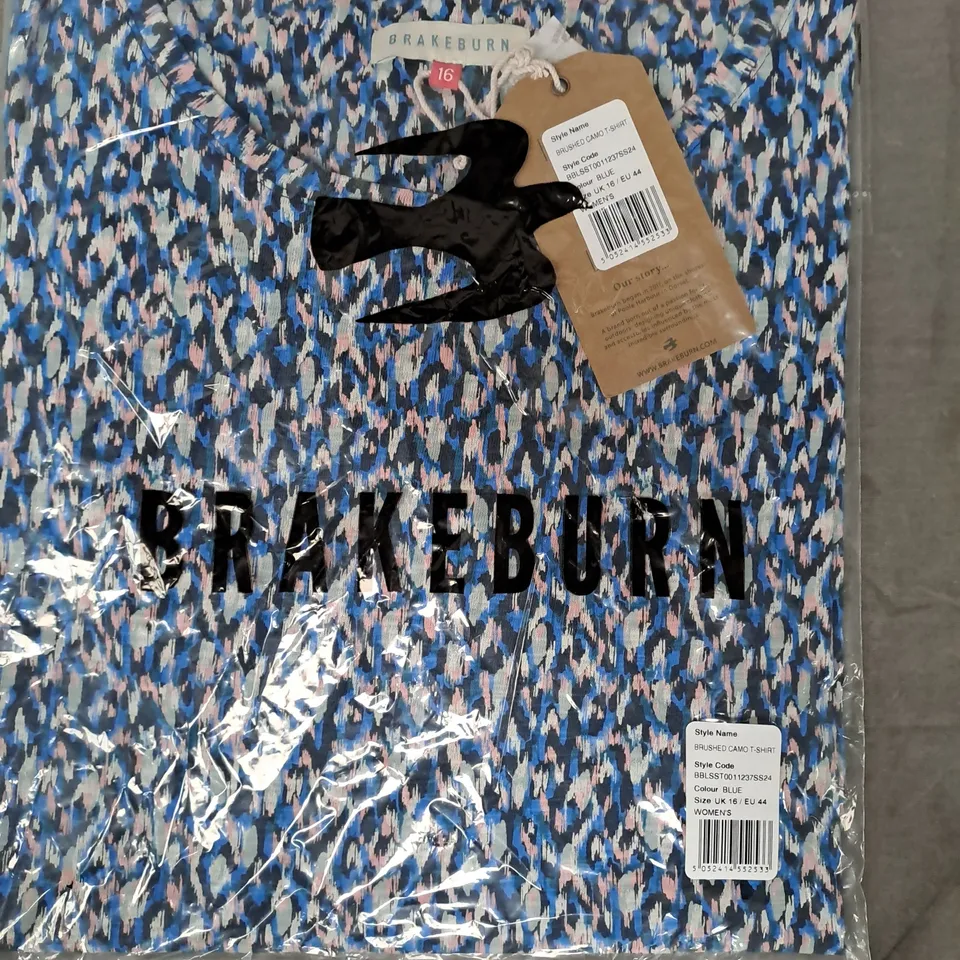 BRAKEBURN BRUSHED CAMO T-SHIRT IN BLUE UK SIZE 16