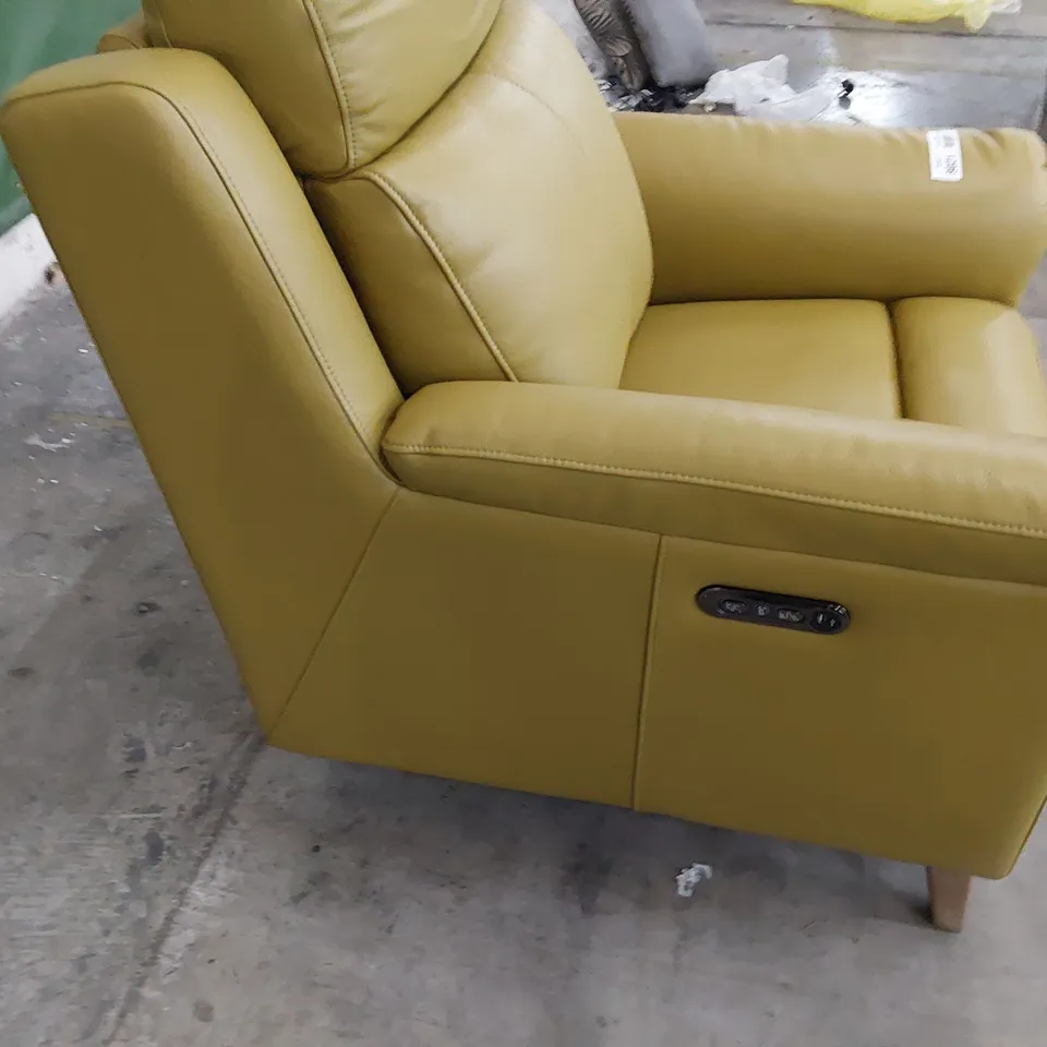 DESIGNER POWER RECLINING EASY CHAIR SAND LEATHER 