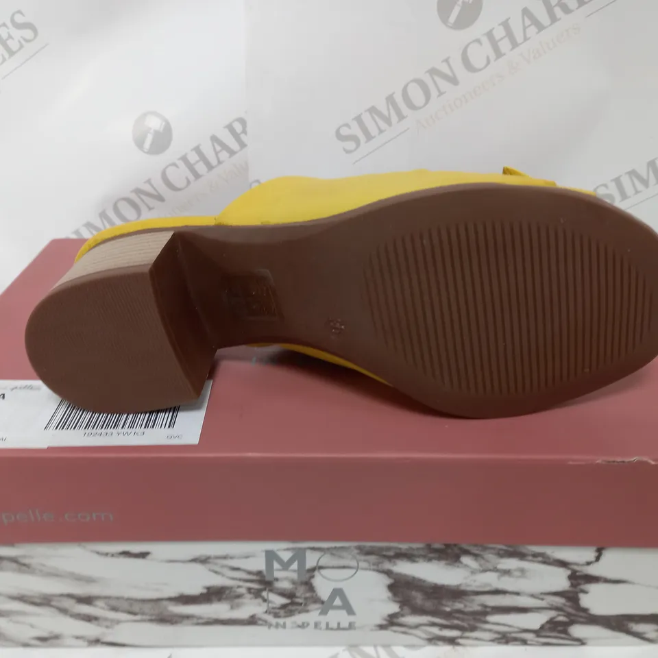 BOXED PAIR OF MODA IN PELLE LAYLANA SANDALS YELLOW SIZE 3