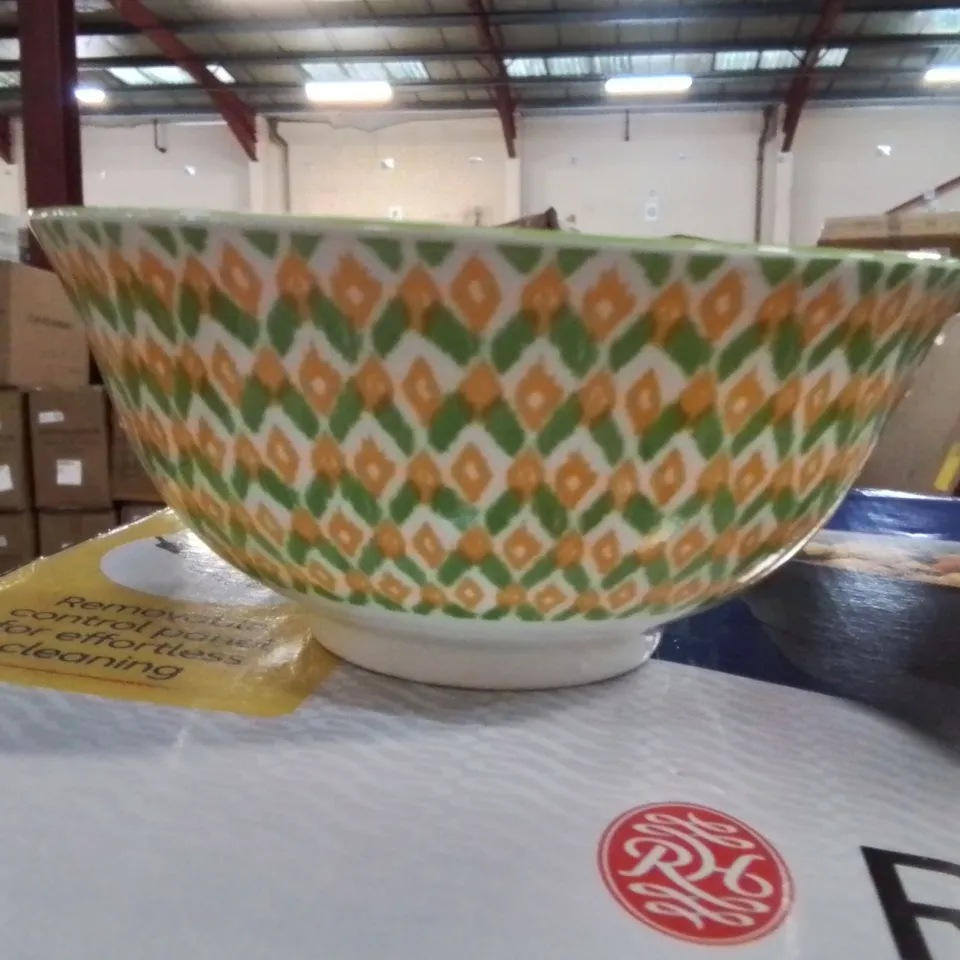 500ML GLAZED STONEWARE GEOMETRIC SOUP BOWL SET OF 4