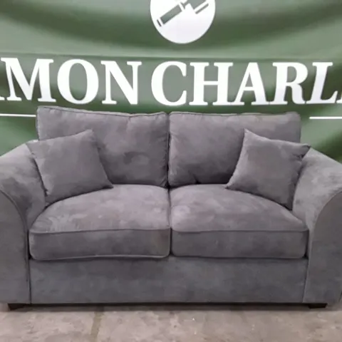 DESIGNER 2 SEATER SOFA - GREY FABRIC
