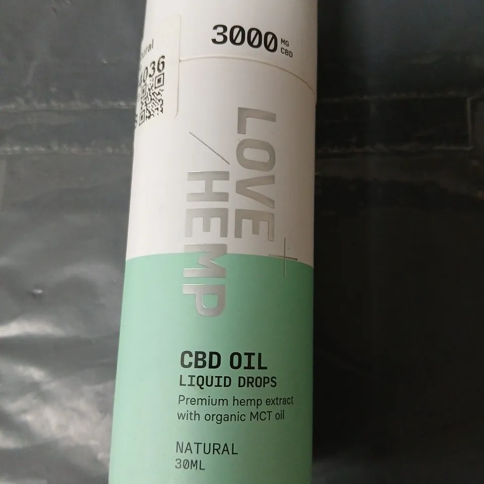 APPROXIMATELY 12 LOVE HEMP CBD OIL LIQUID DROPS – NATURAL, 30ML