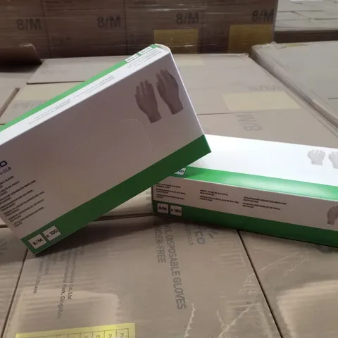 PALLET OF APPROXIMATELY 56 INTCO VINYL DISPOSABLE GLOVES 100PK BOXES - MEDIUM