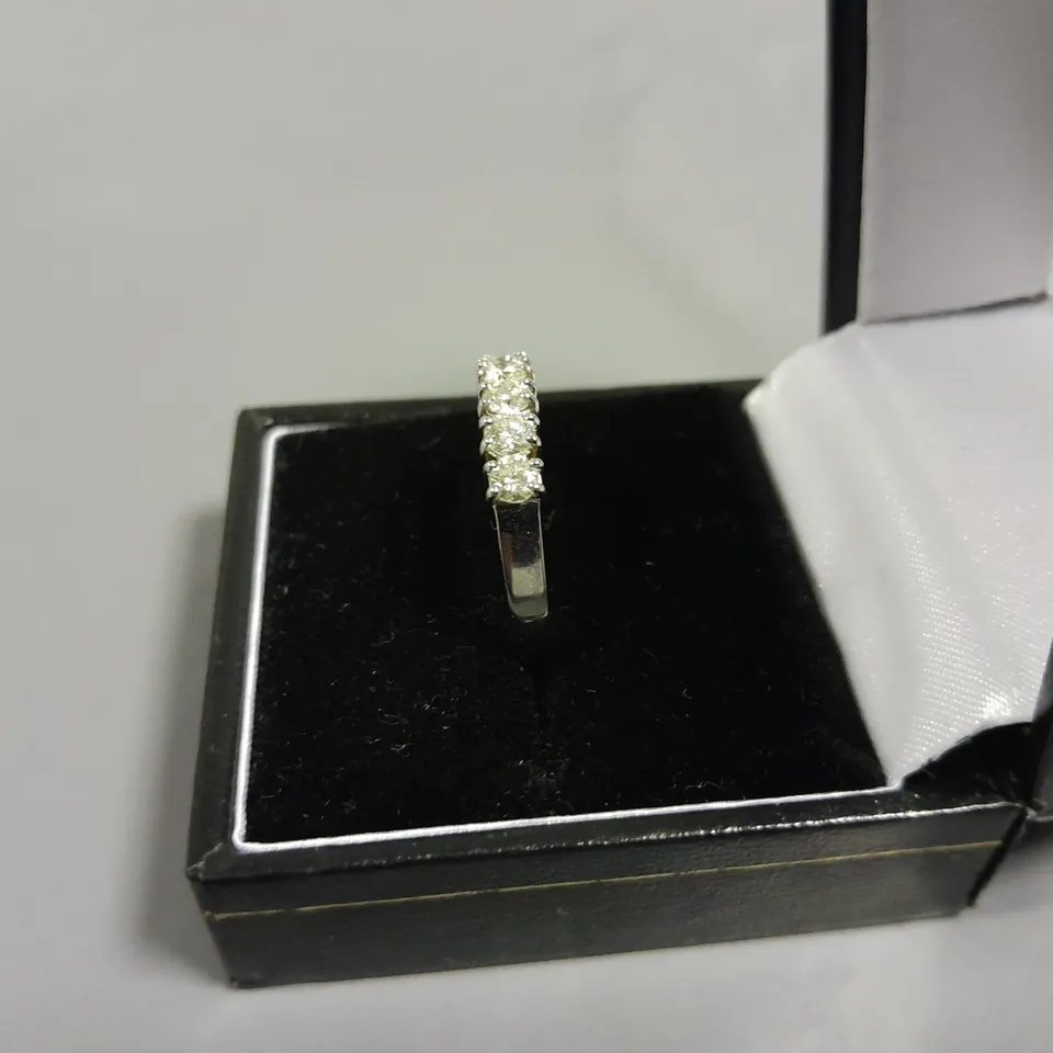 18CT WHITE GOLD FIVE STONE HALF ETERNITY RING CLAW SET WITH NATURAL DIAMOND