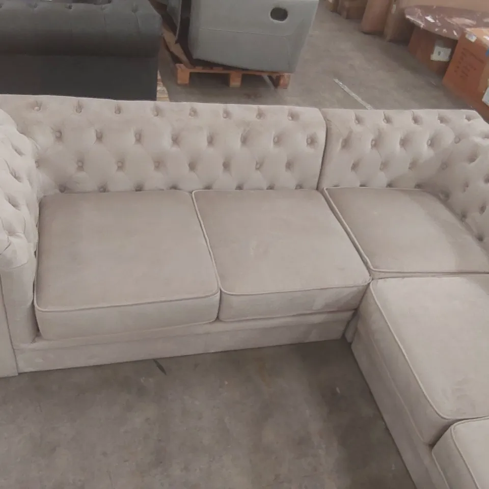 QUALITY DESIGNER VELVET UPHOLSTERED CHESTERFIELD CORNER SOFA