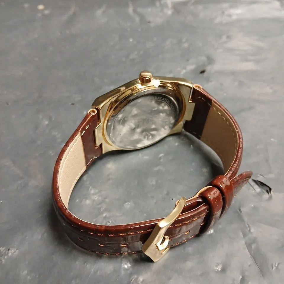 MENS ERNEST FERDINAND WATCH – DAY DATE CALENDAR DIAL – LEATHER STRAP