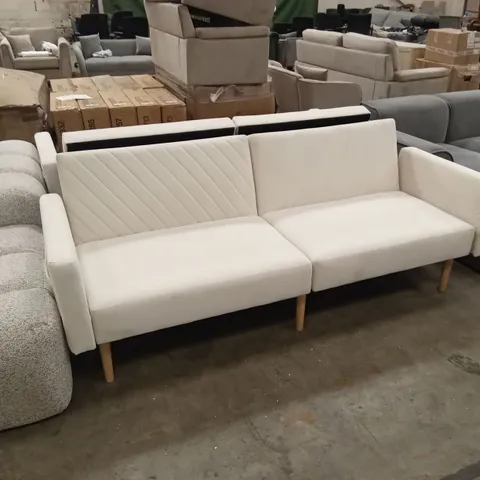DESIGNER 3 SEATER VELVET UPHOLSTERED SOFA BED