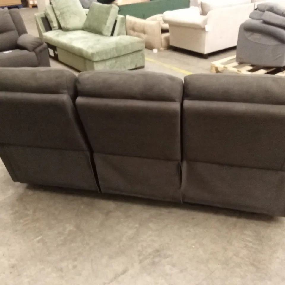 ALBION CHENILLE 3 SEATER HIGH BACK MANUAL RECLINER SOFA - CHARCOAL RRP £679