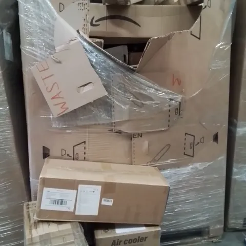 PALLET OF ASSORTED HOUSEHOLD GOODS AND PRODUCTS TO INCLUDE;CAT TOWER,AIR COOLER,PLAYPEN 