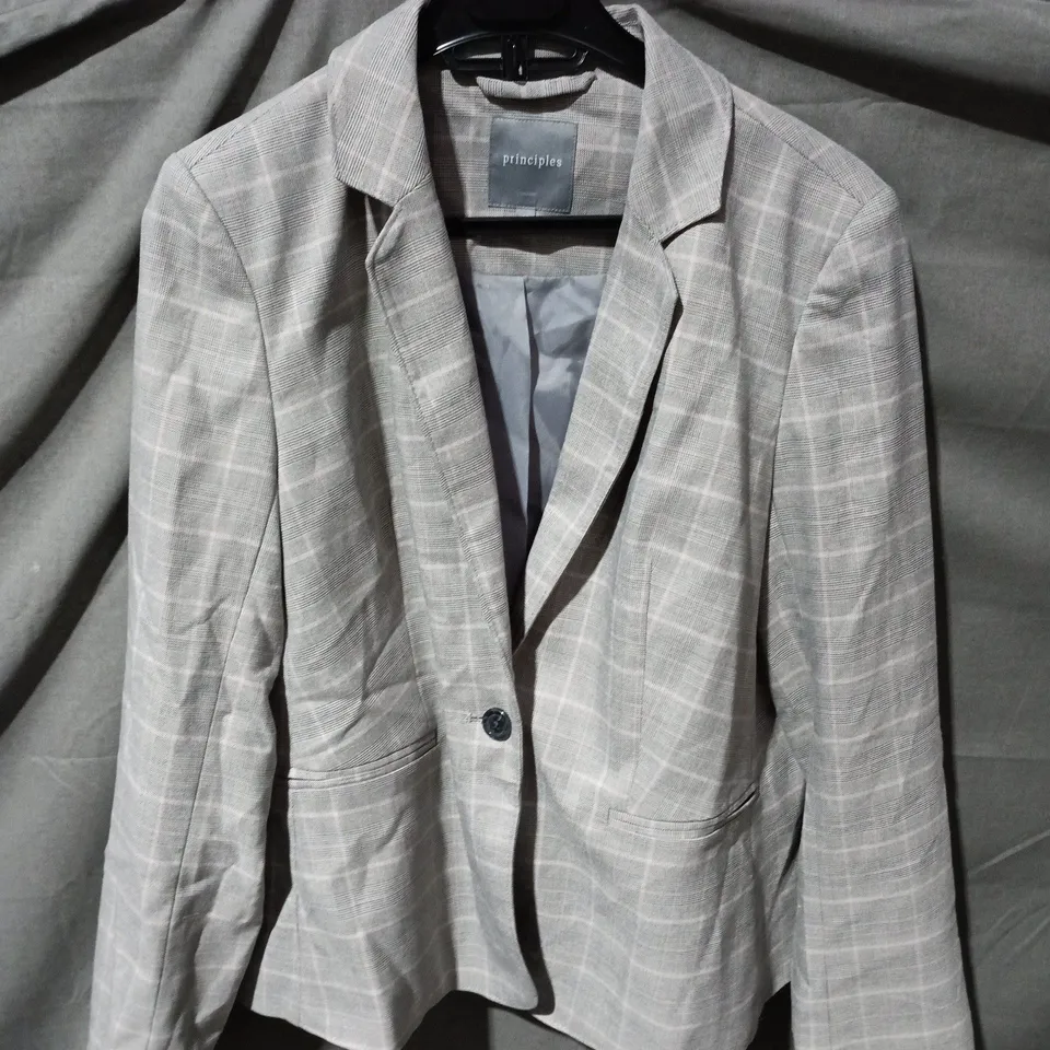PRINCIPLES GREY PLAID BLAZER – UK 14
